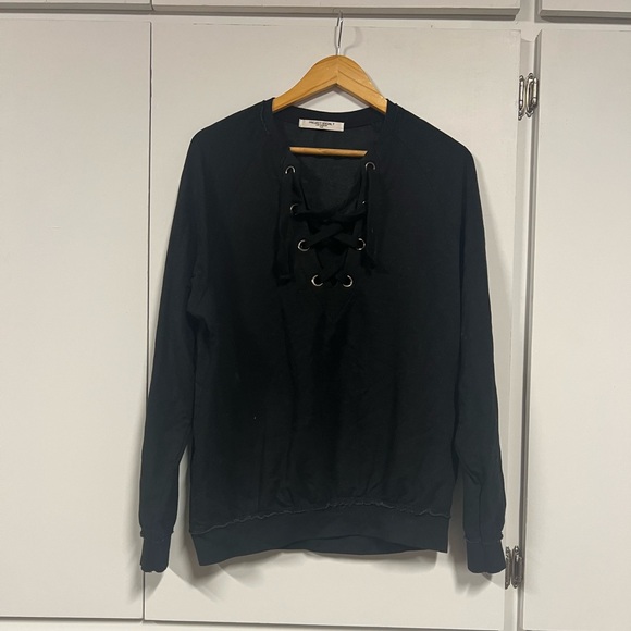 Project Social T Black Lace-Up Sweatshirt - Picture 2 of 4